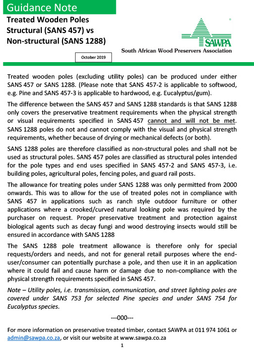Guidance Note: Treated Wooden Poles