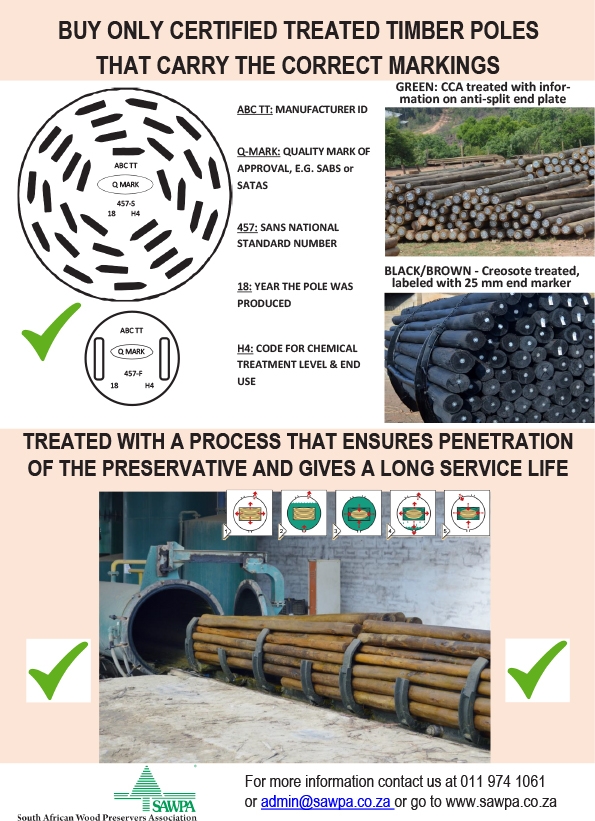 BUY ONLY CERTIFIED TREATED TIMBER POLES THAT CARRY THE CORRECT MARKINGS