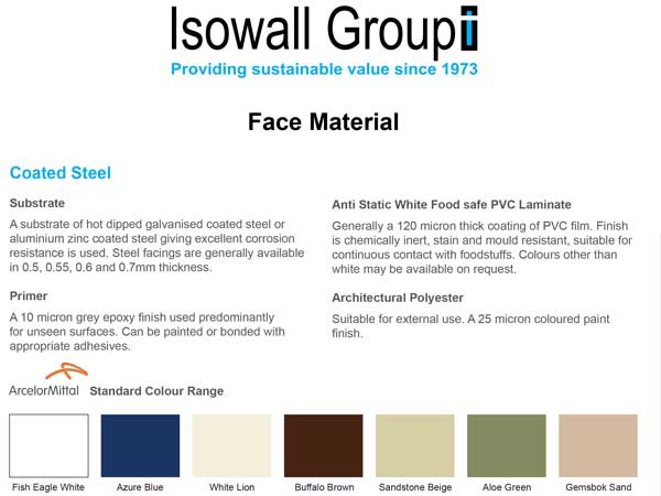 Isowall | Face Material Colour Range