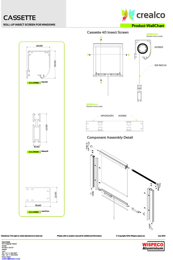 Cassette Roll up insect screen Wall Chart
