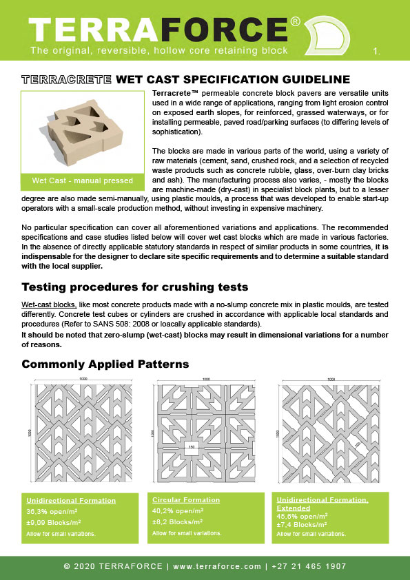Wet Cast Terracrete Specification Guideline