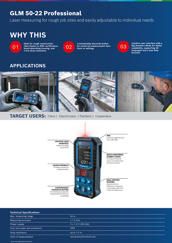 Bosch GLM 50-22 Professional Laser Measuring Tool