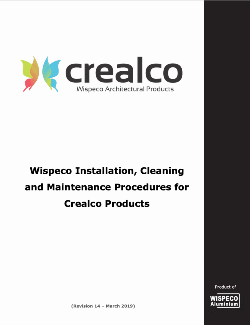 Wispeco Installation, Cleaning and Maintenance Procedures for Crealco Products