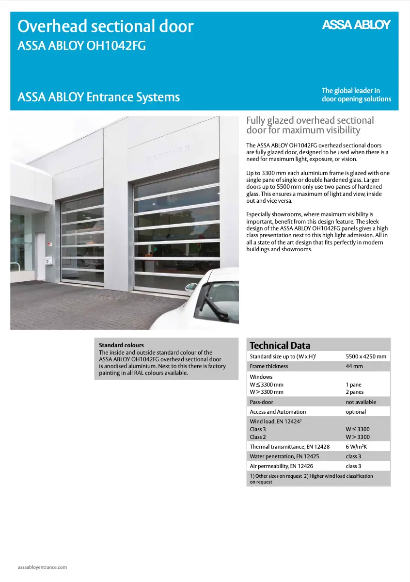 Overhead sectional door ASSA ABLOY OH1042FG