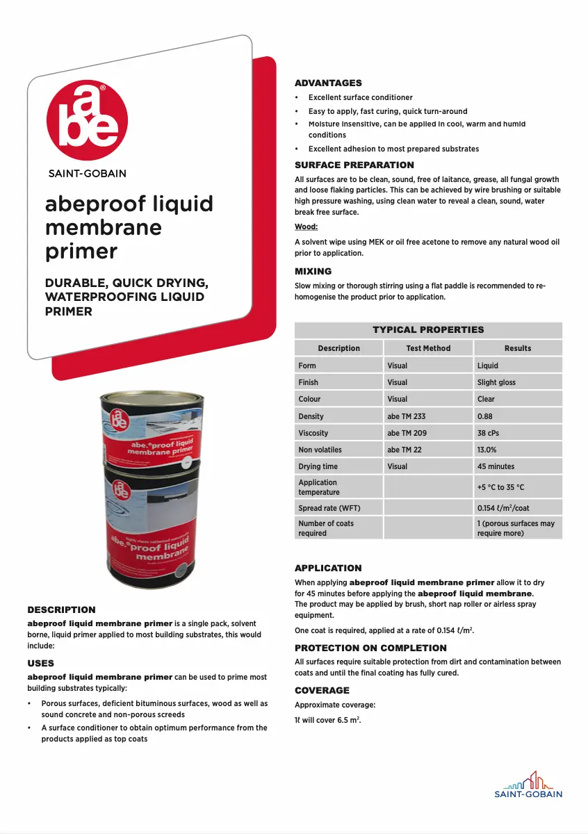 abeproof liquid membrane primer | a.b.e. Saint-Gobain