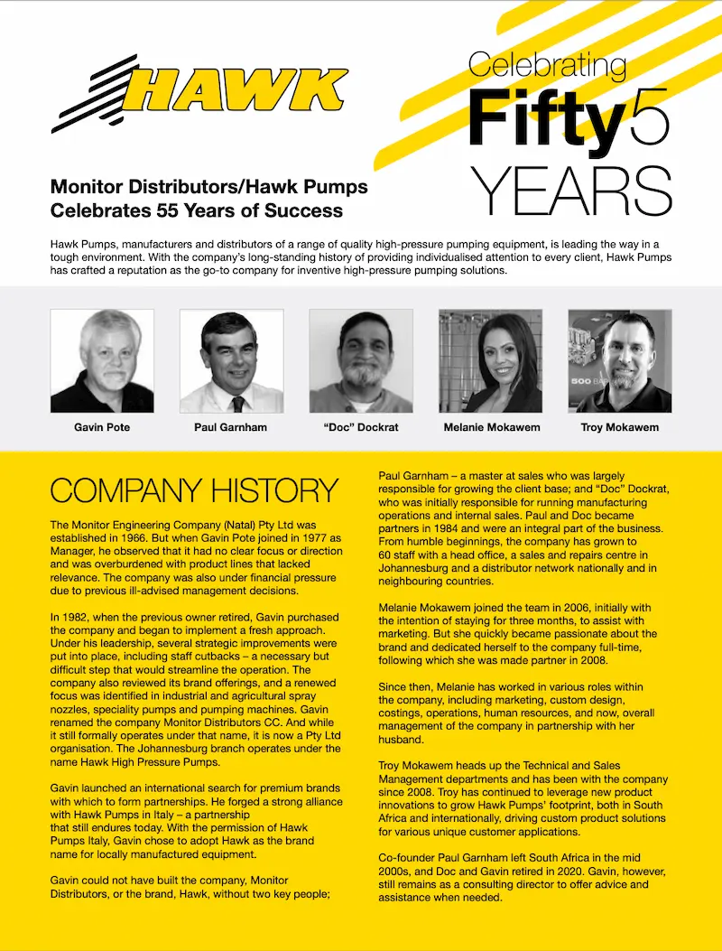 Monitor Distributors / Hawk Pumps Celebrates 55 Years of Success