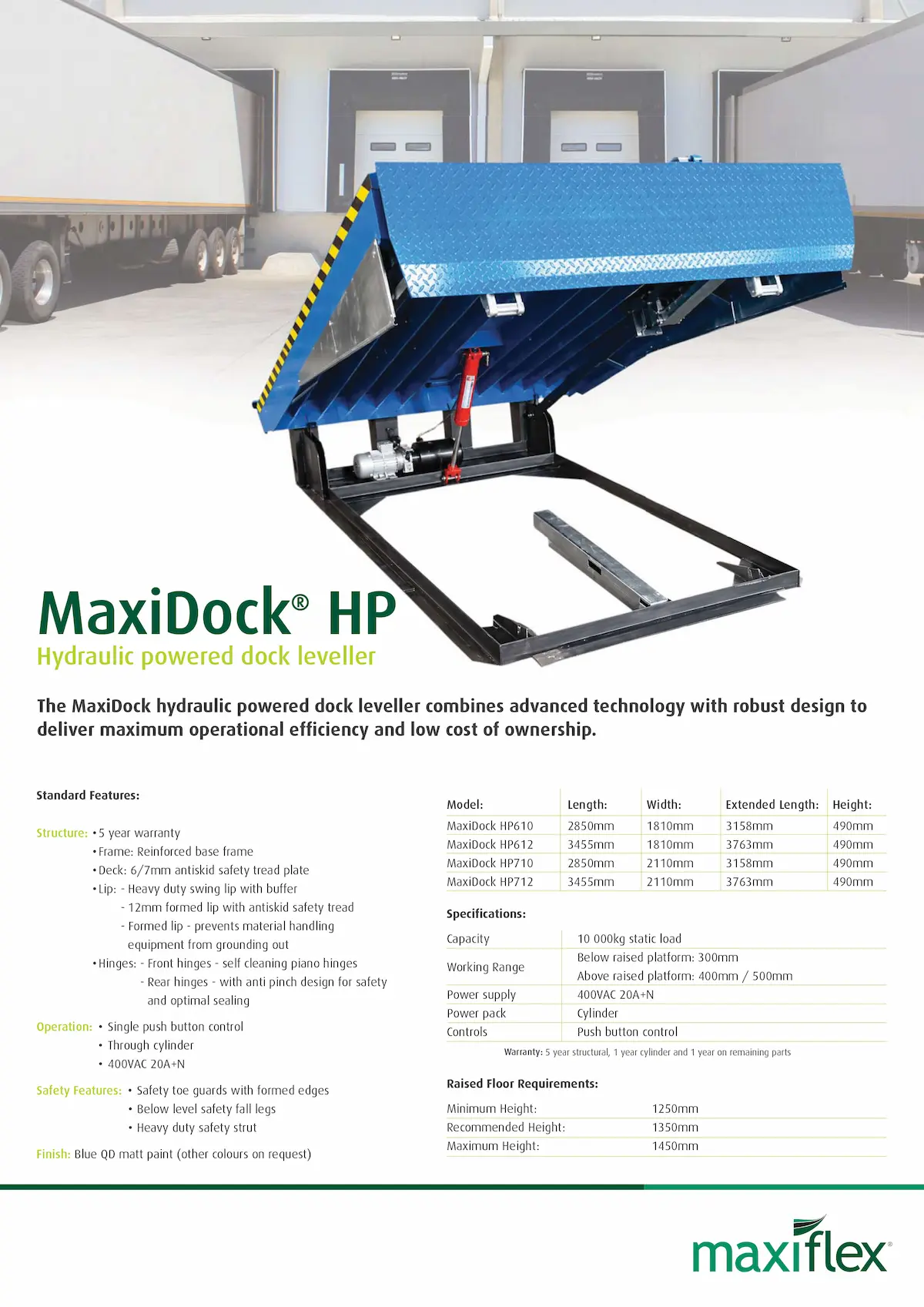 MaxiDock HP Hydraulic-Powered Dock Leveller | Maxiflex